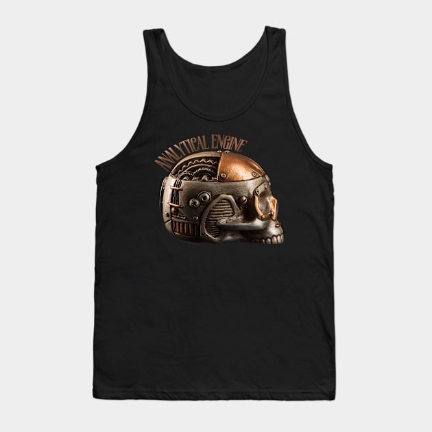 Analytical Engine Steampunk Skull and Geared Brain Tank Top by Dibble Dabble Designs